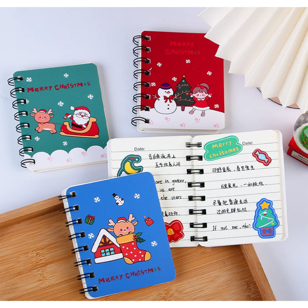 A7 Christmas Flip Coil Notebook Student Portable Pocket Notebook Office Notepad Diary School Office Suppliers Christmas Gift