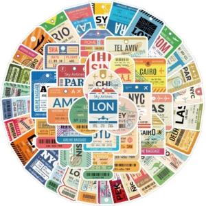 10/25/50pcs World Travel Stamp Graffiti Stickers for Waterproof Scrapbook Stationery Travel Luggage Water Bottle Phone Laptop