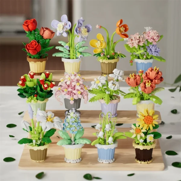 Mini Flower with Pot Micro Building Blocks Toys - Intricate Floral Details, Multiple Styles Available for Home and Office Décor - Image 4